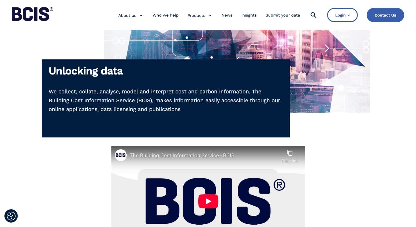 BCIS website homepage screenshot