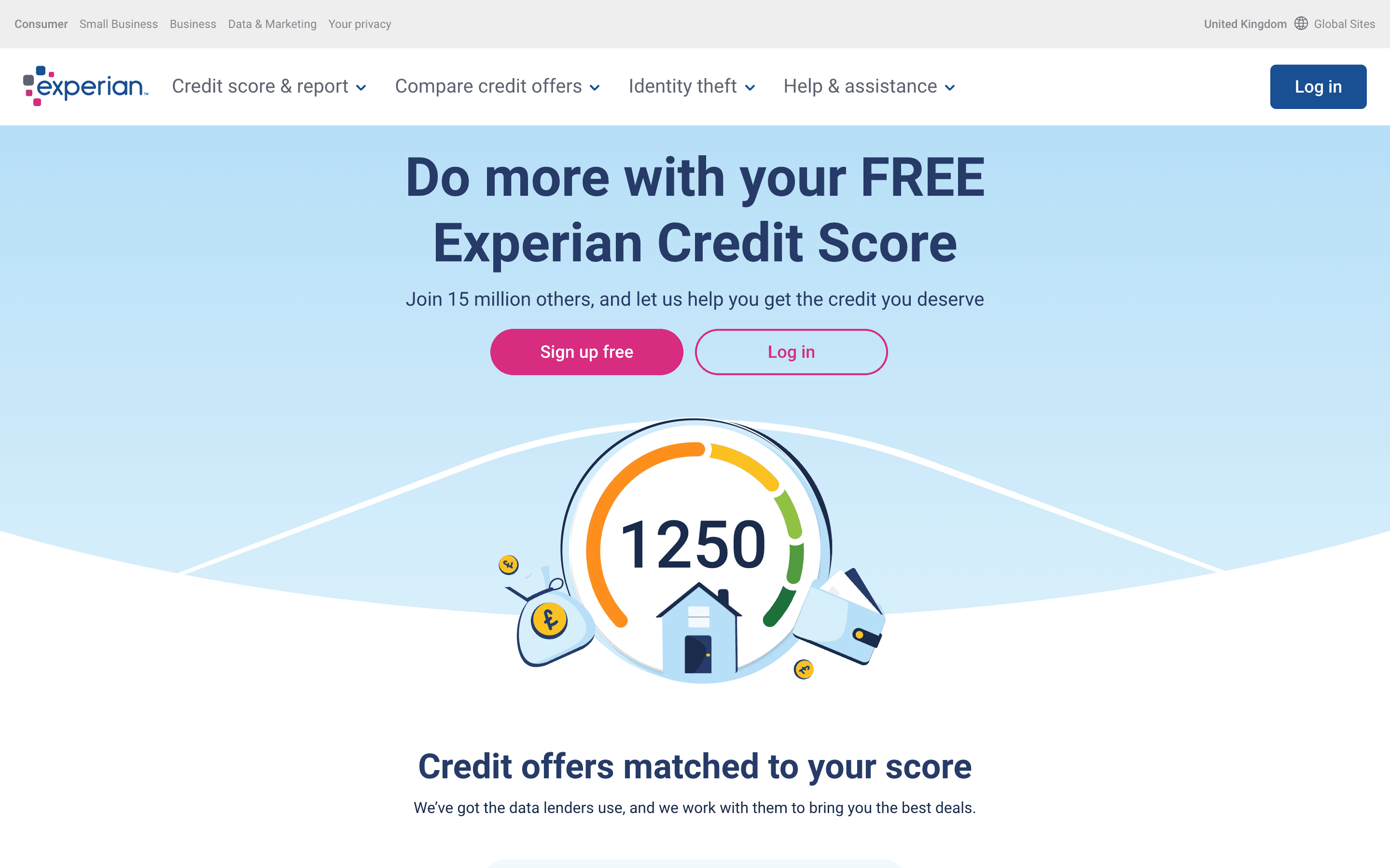 Experian UK credit and data services website screenshot