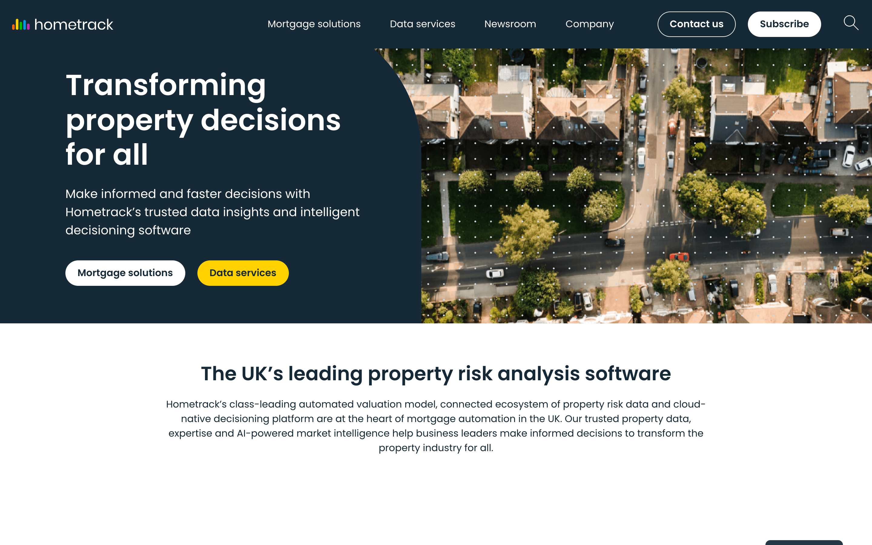 Hometrack property data platform website screenshot