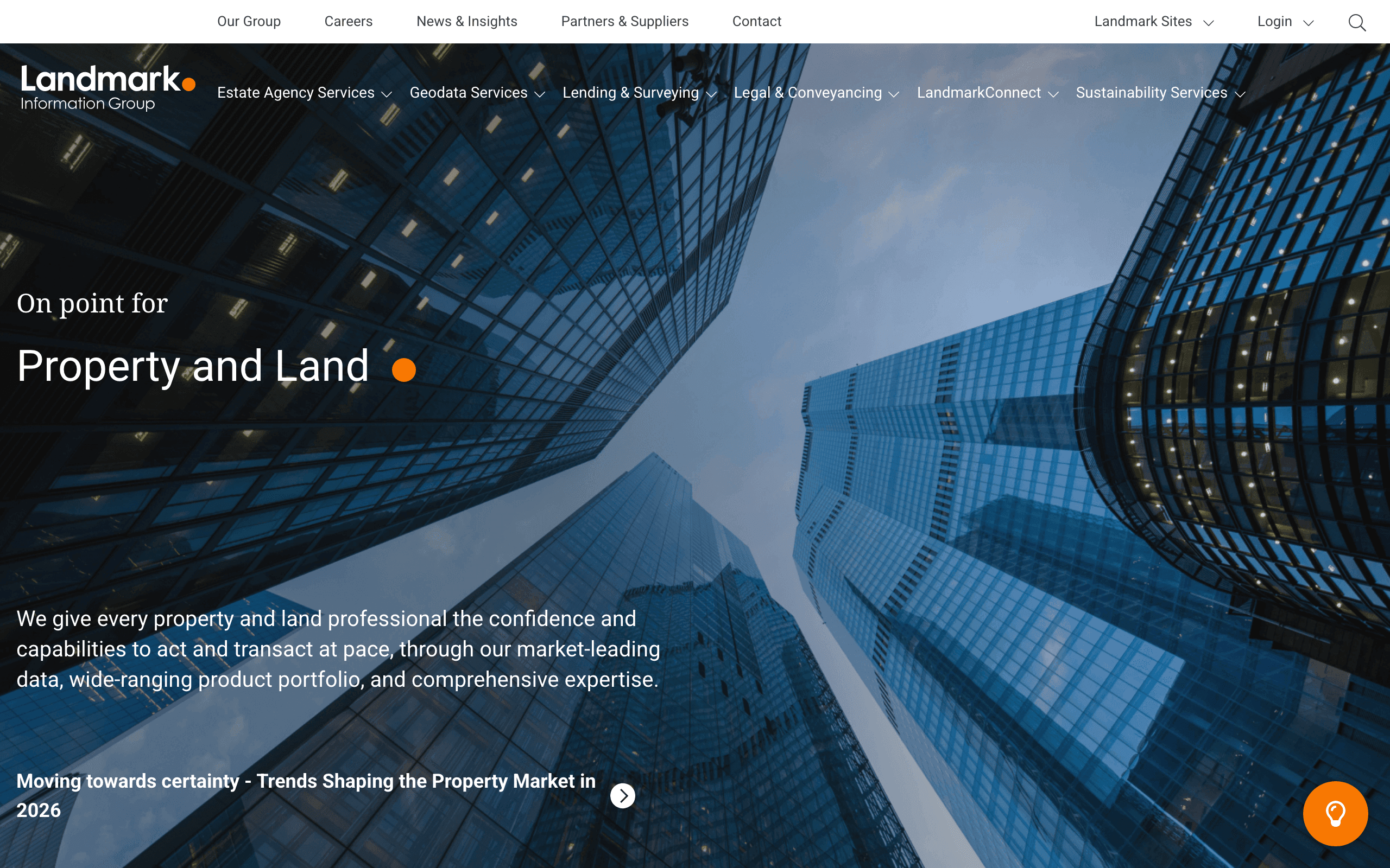 Landmark website homepage