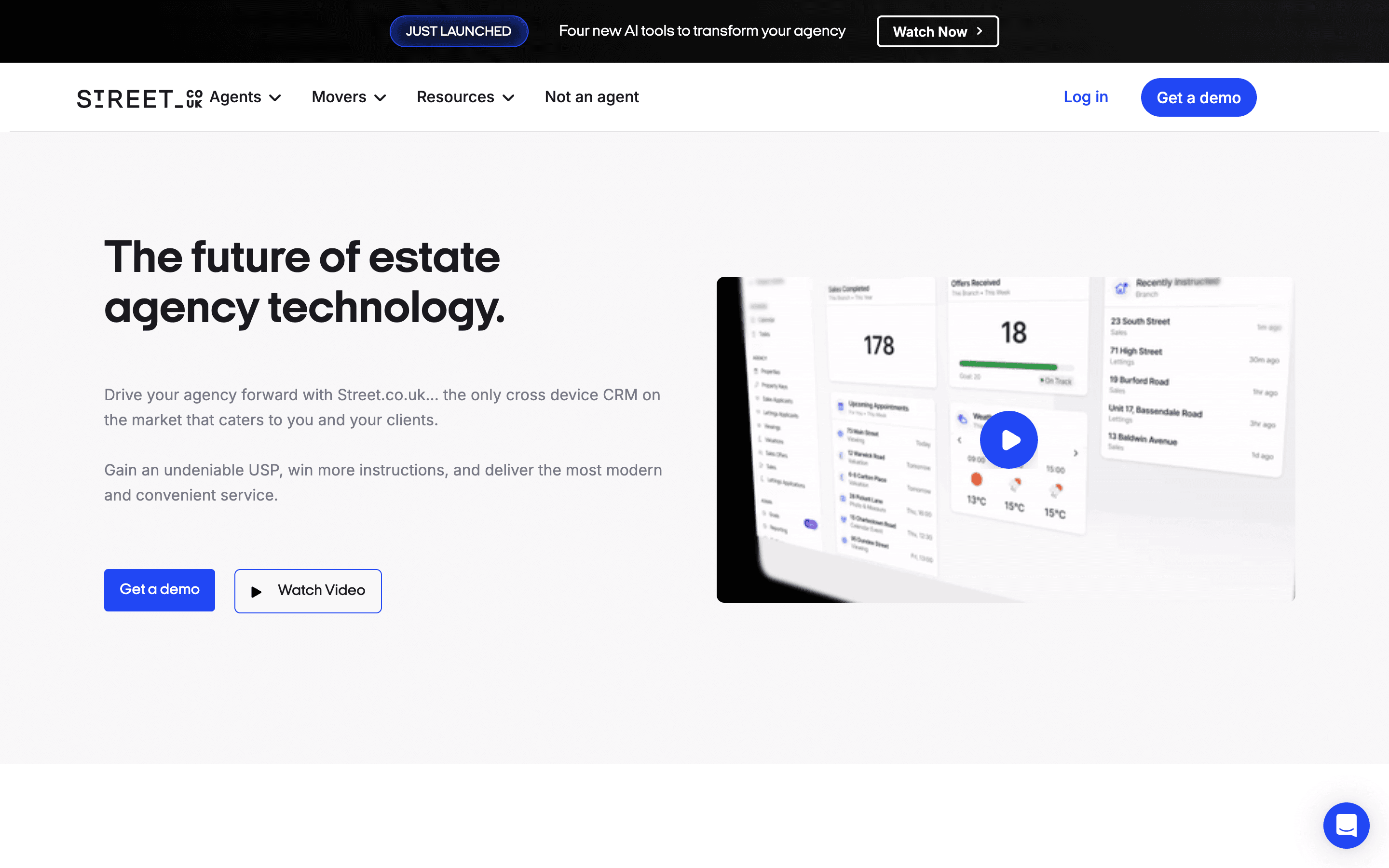 Street.co.uk estate agency software website screenshot